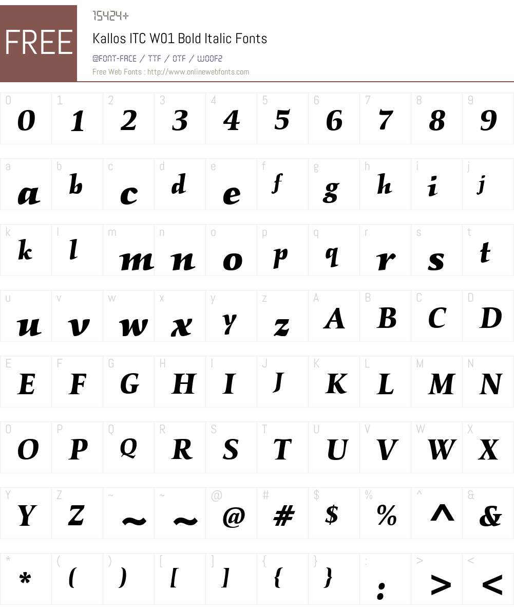 KallosITCW01-BoldItalic Font Screenshots