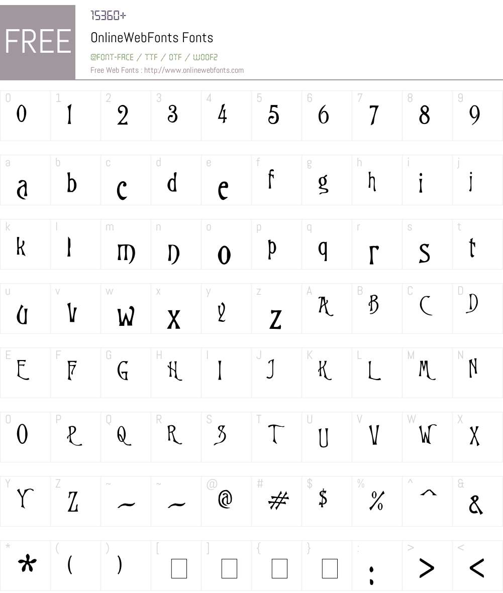 Burton's Nightmare 2000 Font Screenshots