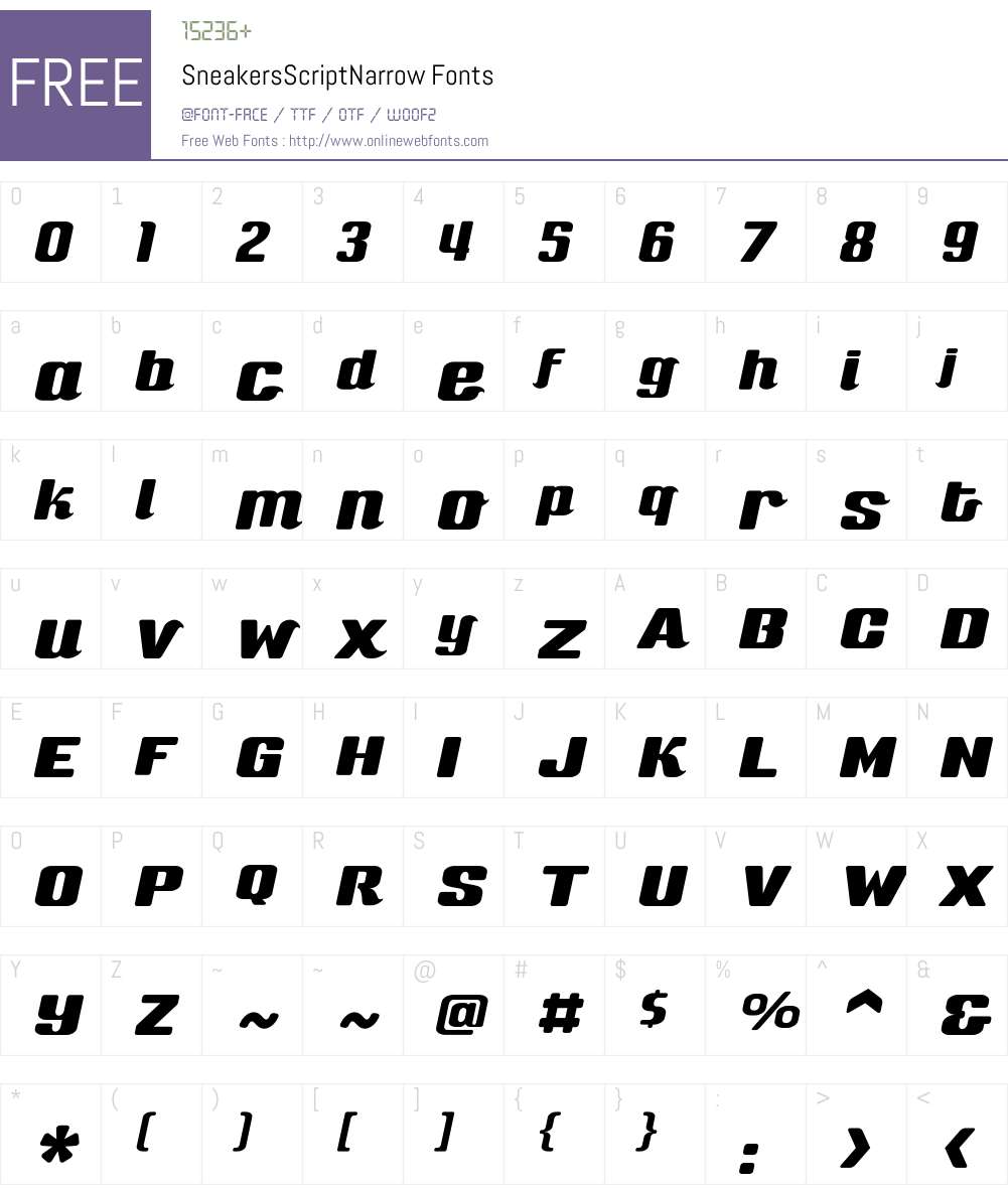 SneakersScriptNarrow Font Screenshots
