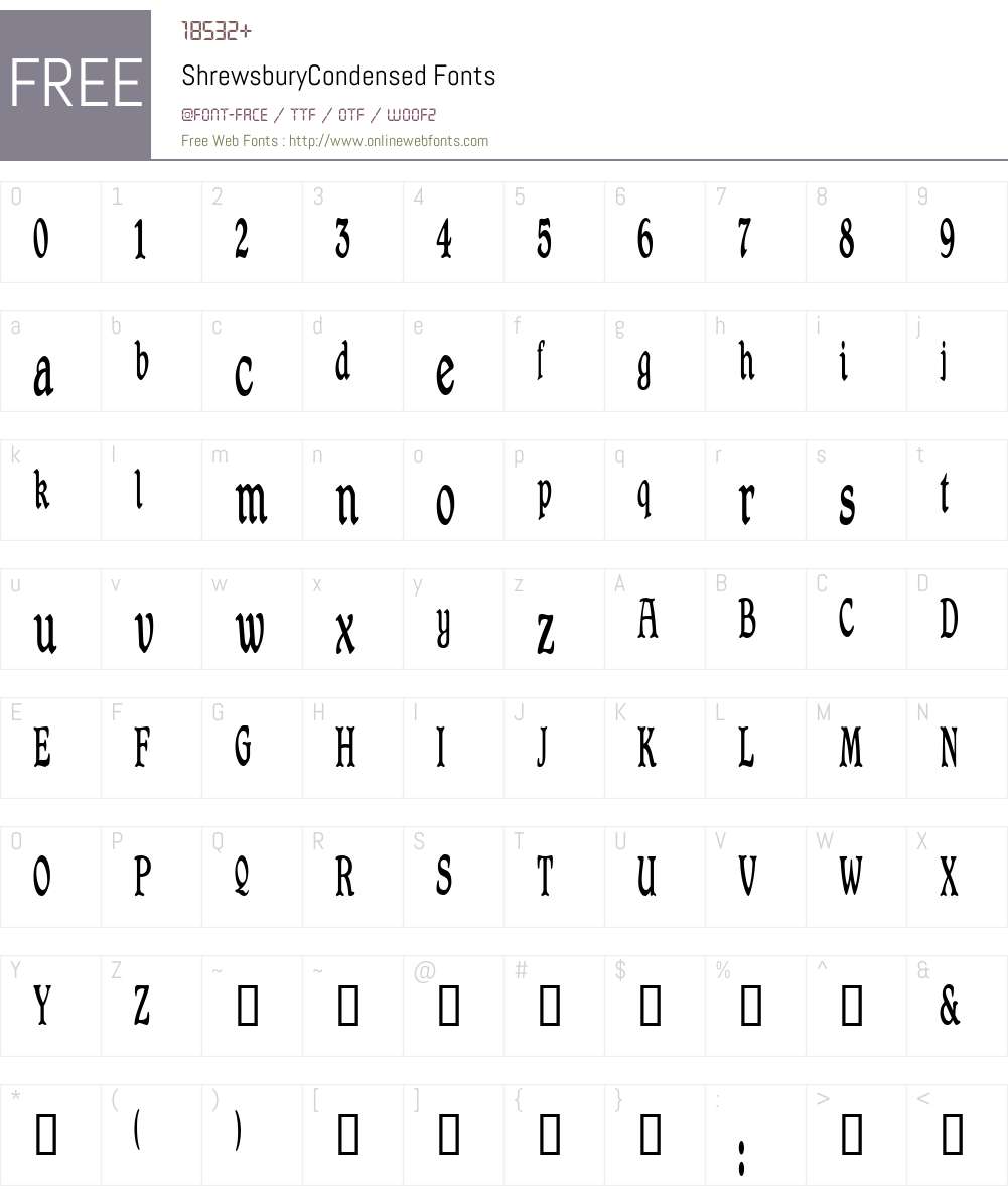 ShrewsburyCondensed Font Screenshots