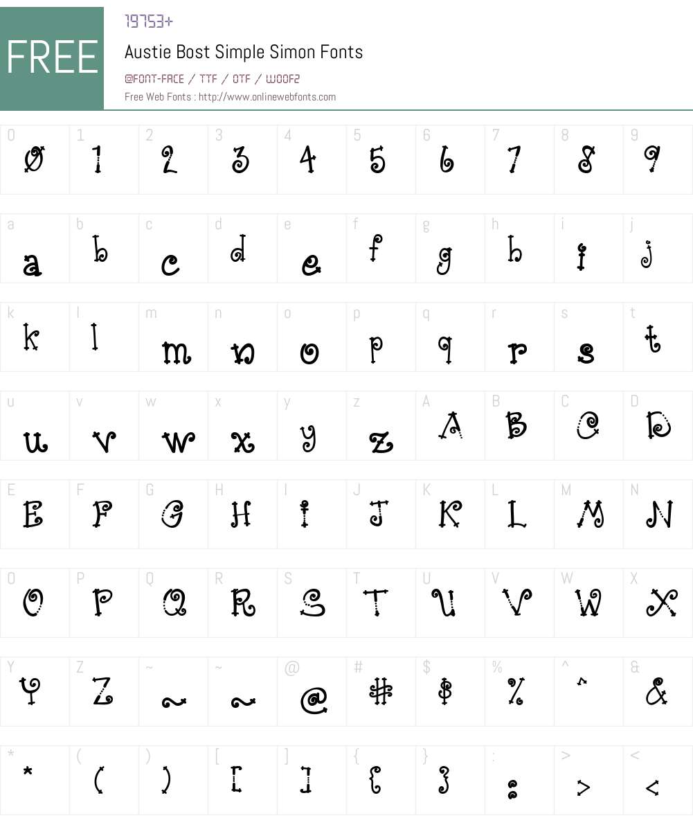 Austie Bost Simple Simon Font Screenshots