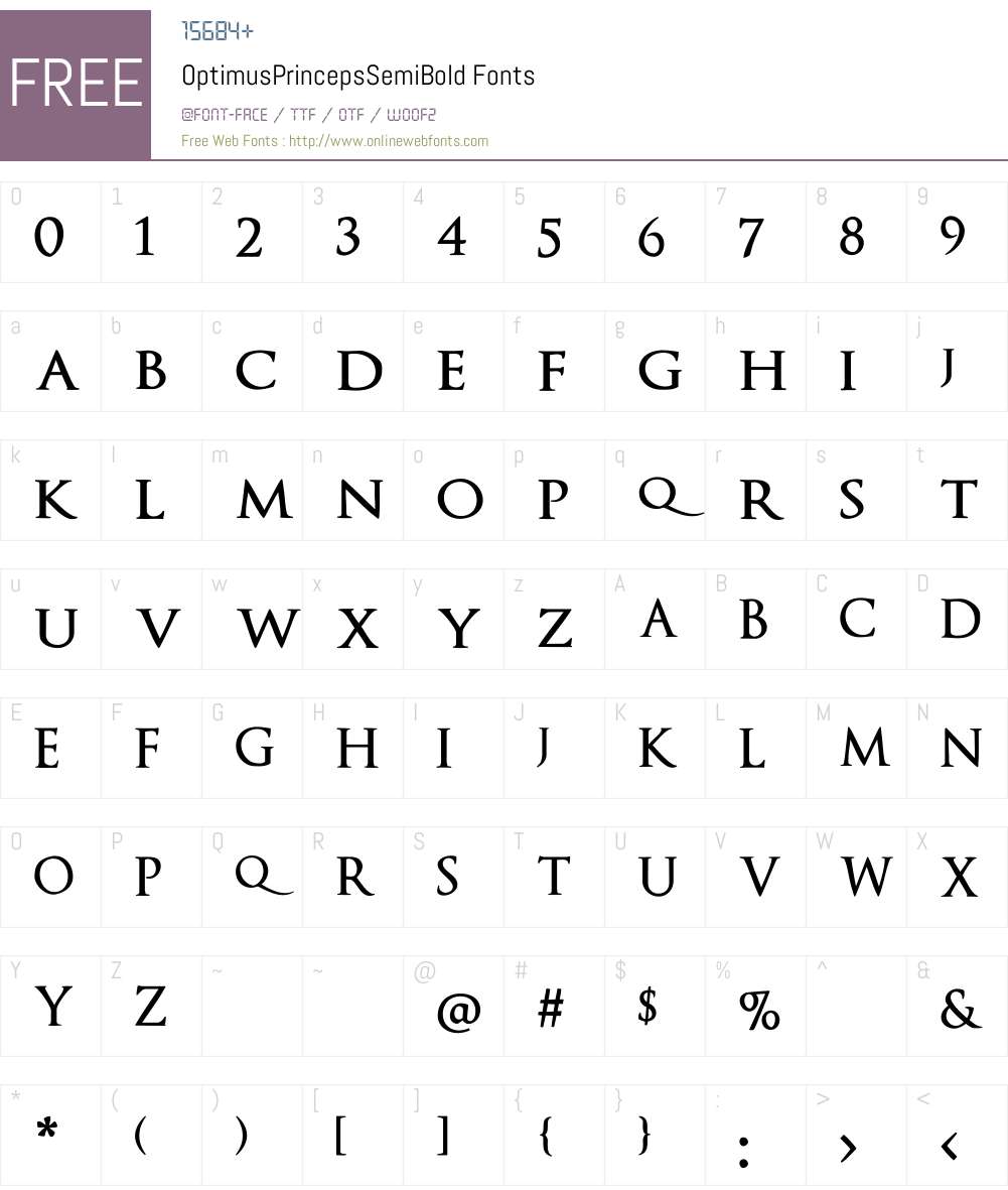 OptimusPrincepsSemiBold Font Screenshots