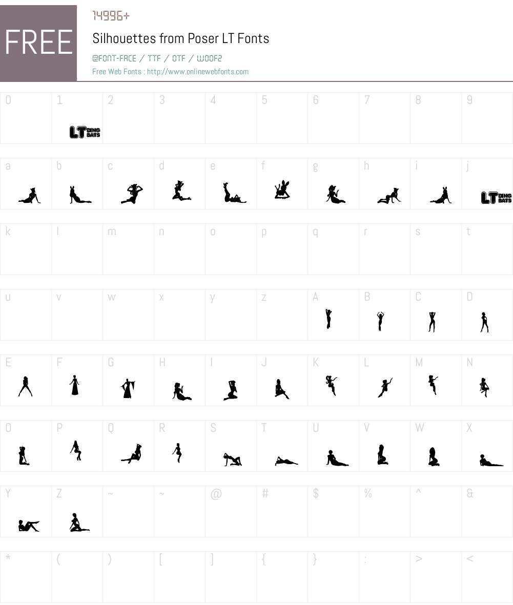 Silhouettes from Poser LT Font Screenshots