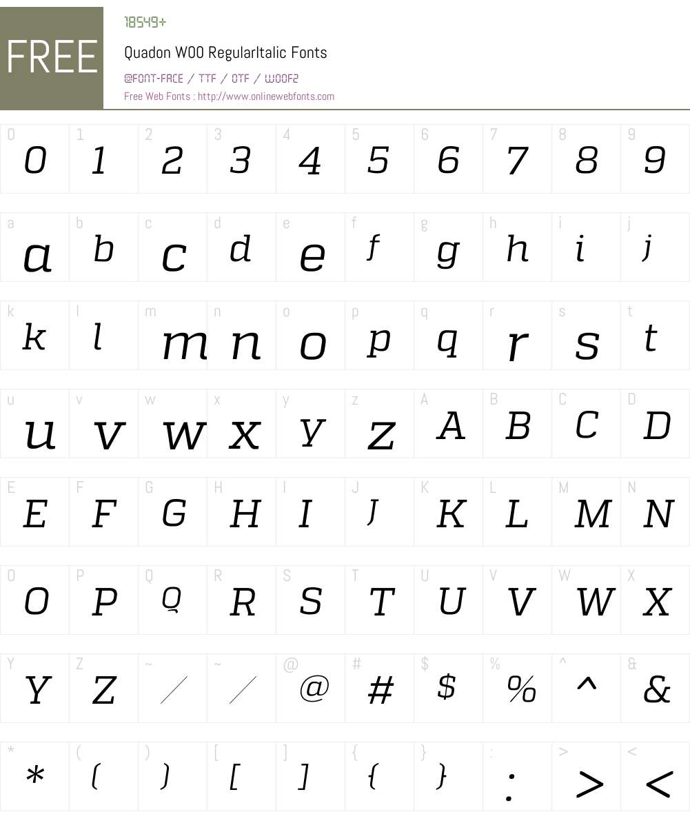 QuadonW00-RegularItalic Font Screenshots