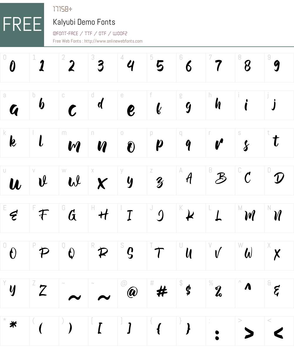Kalyubi Demo Font Screenshots