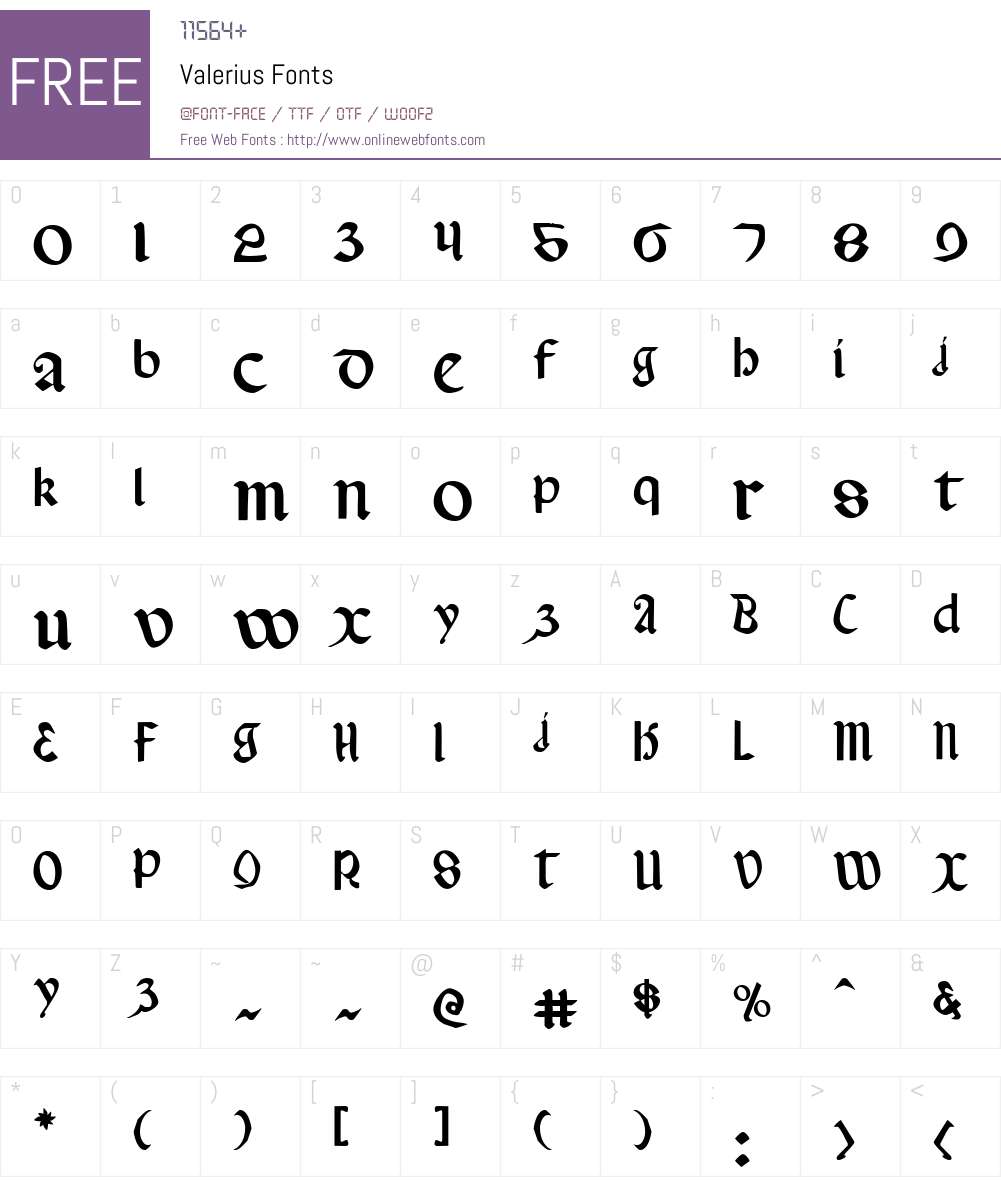Valerius Font Screenshots