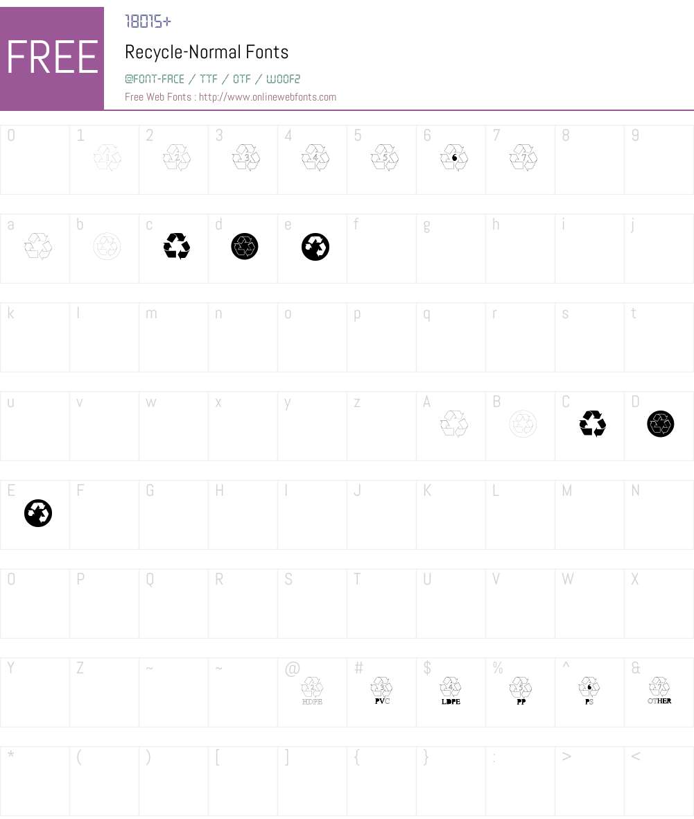 Recycle-Normal Font Screenshots