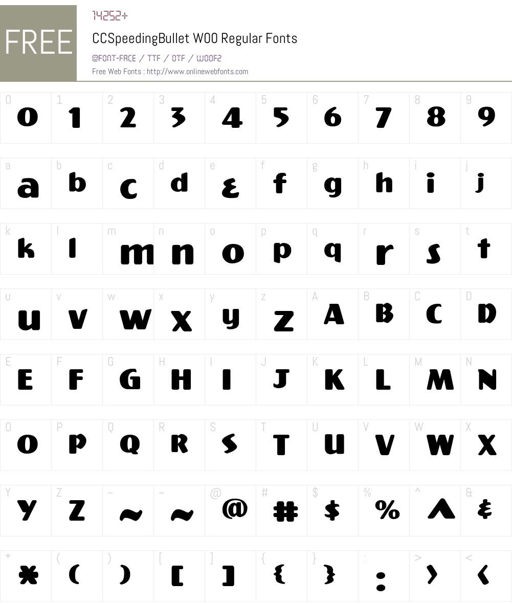 CCSpeedingBulletW00-Rg Font Screenshots