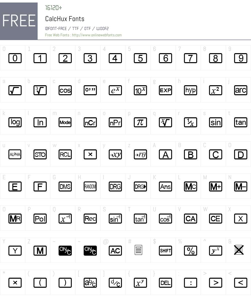 CalcHux Font Screenshots