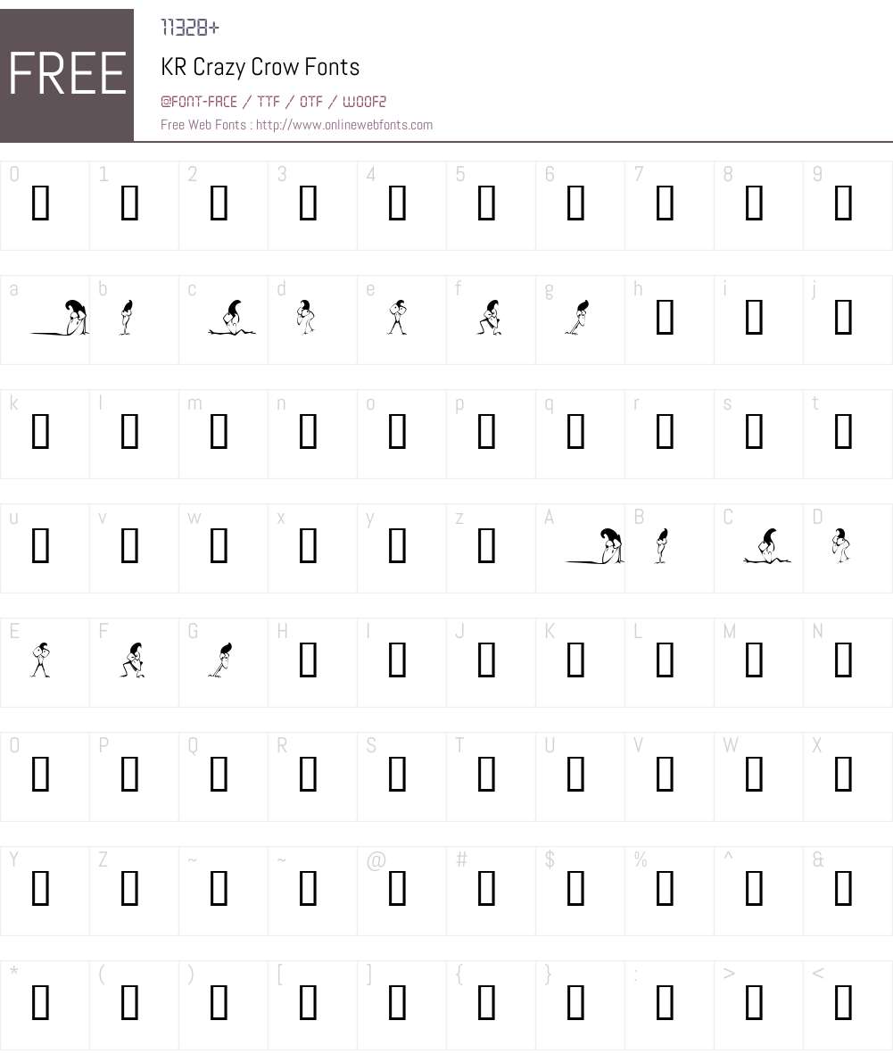 KR Crazy Crow Font Screenshots
