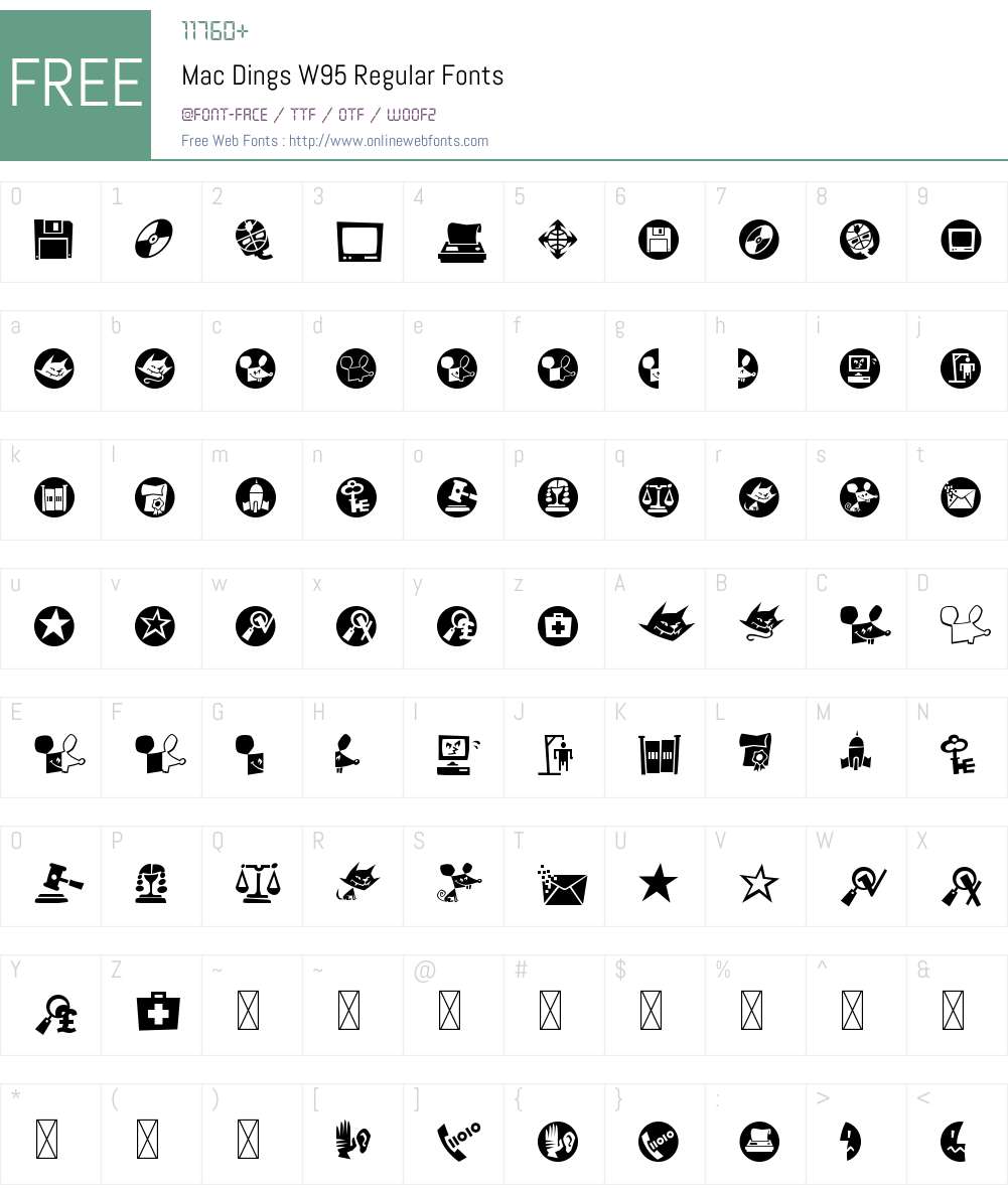 MacDingsW95-Regular Font Screenshots