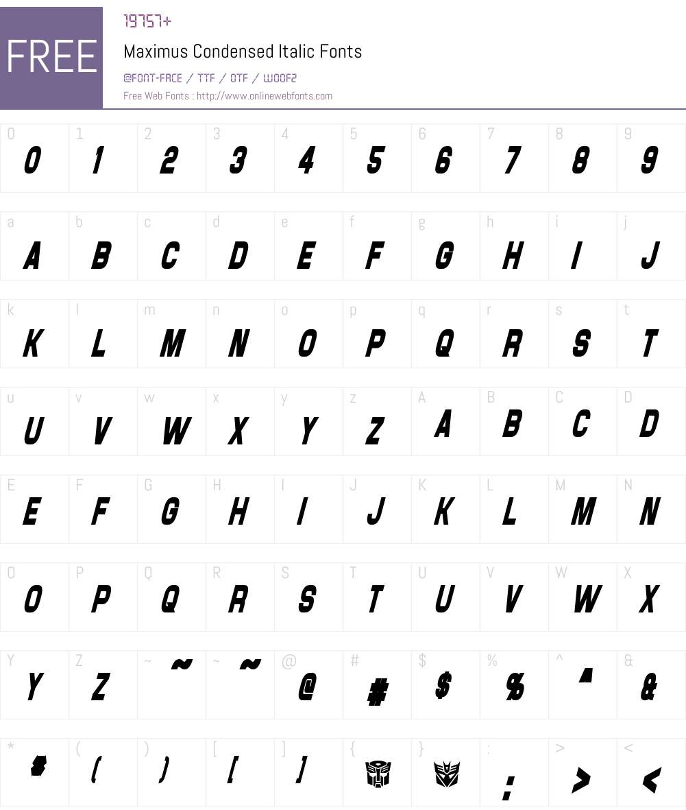 Maximus Condensed Font Screenshots