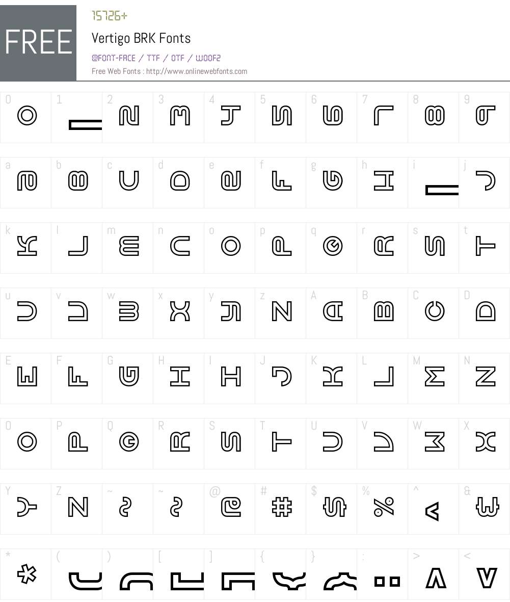 Vertigo BRK Font Screenshots
