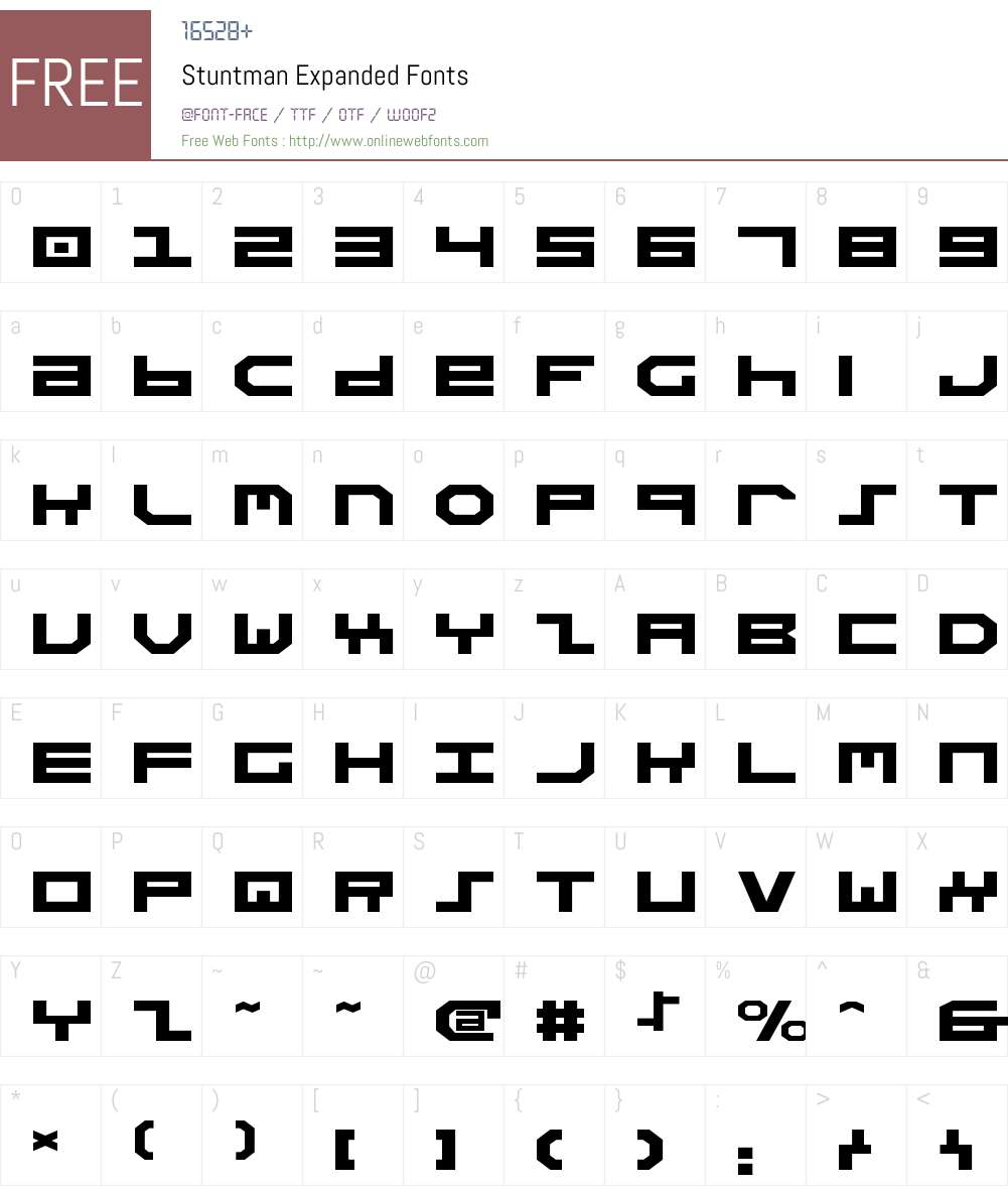 Stuntman Expanded Font Screenshots