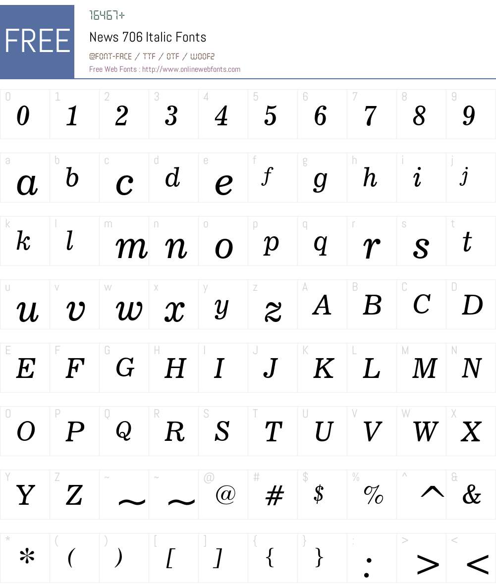 News 706 Font Screenshots