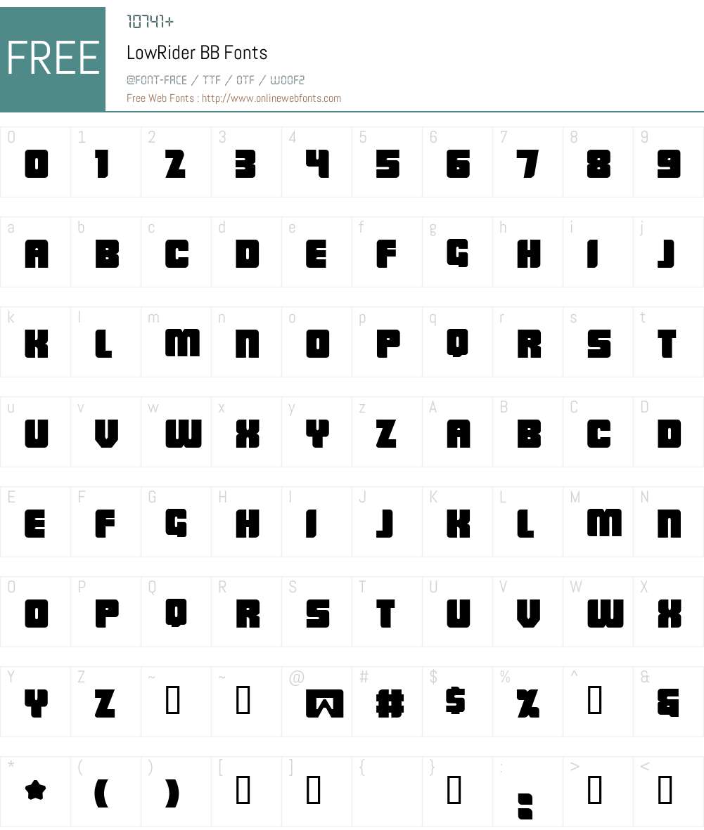 LowRider BB Font Screenshots