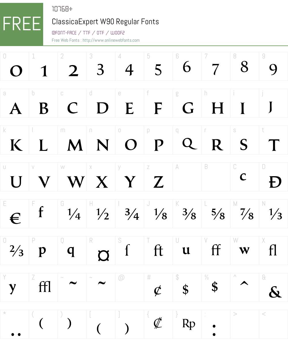 ClassicaExpertW90-Regular Font Screenshots