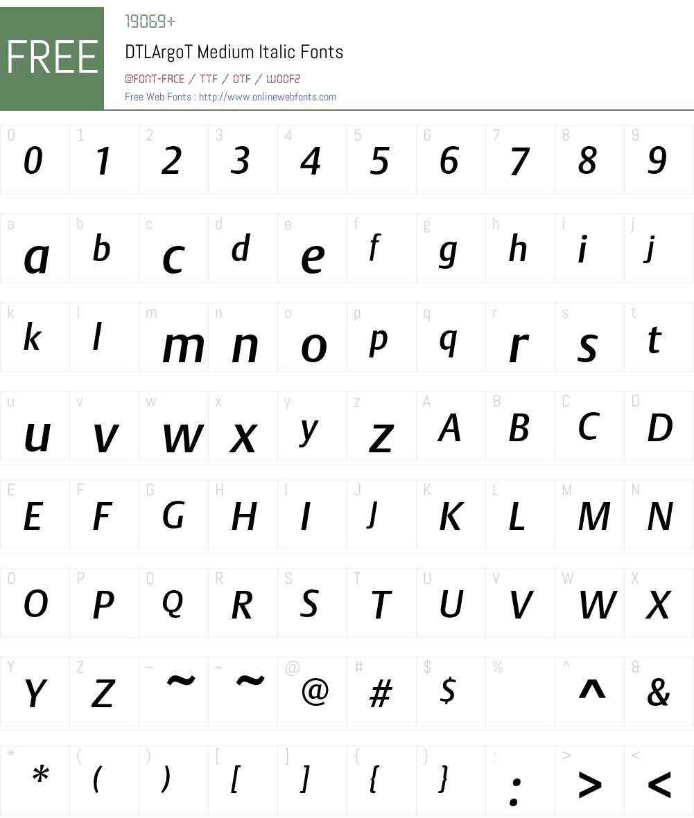 DTL Argo Font Screenshots