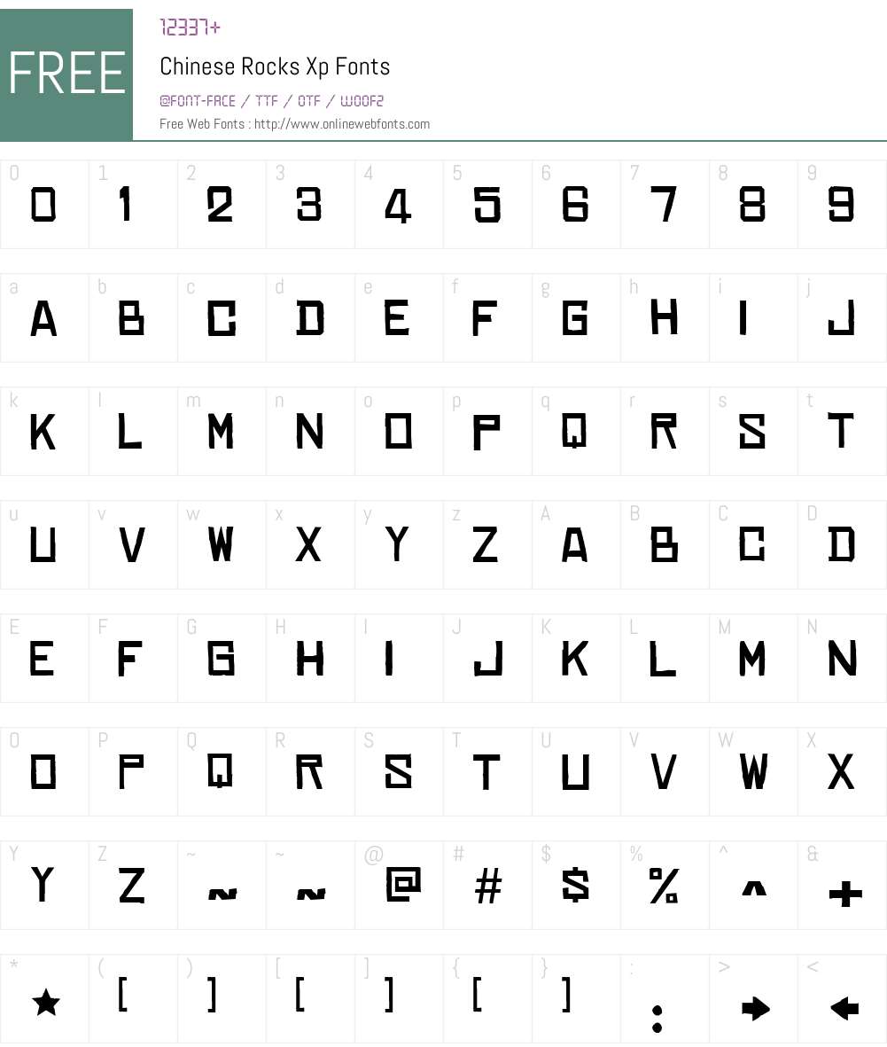 Chinese Rocks Xp Font Screenshots