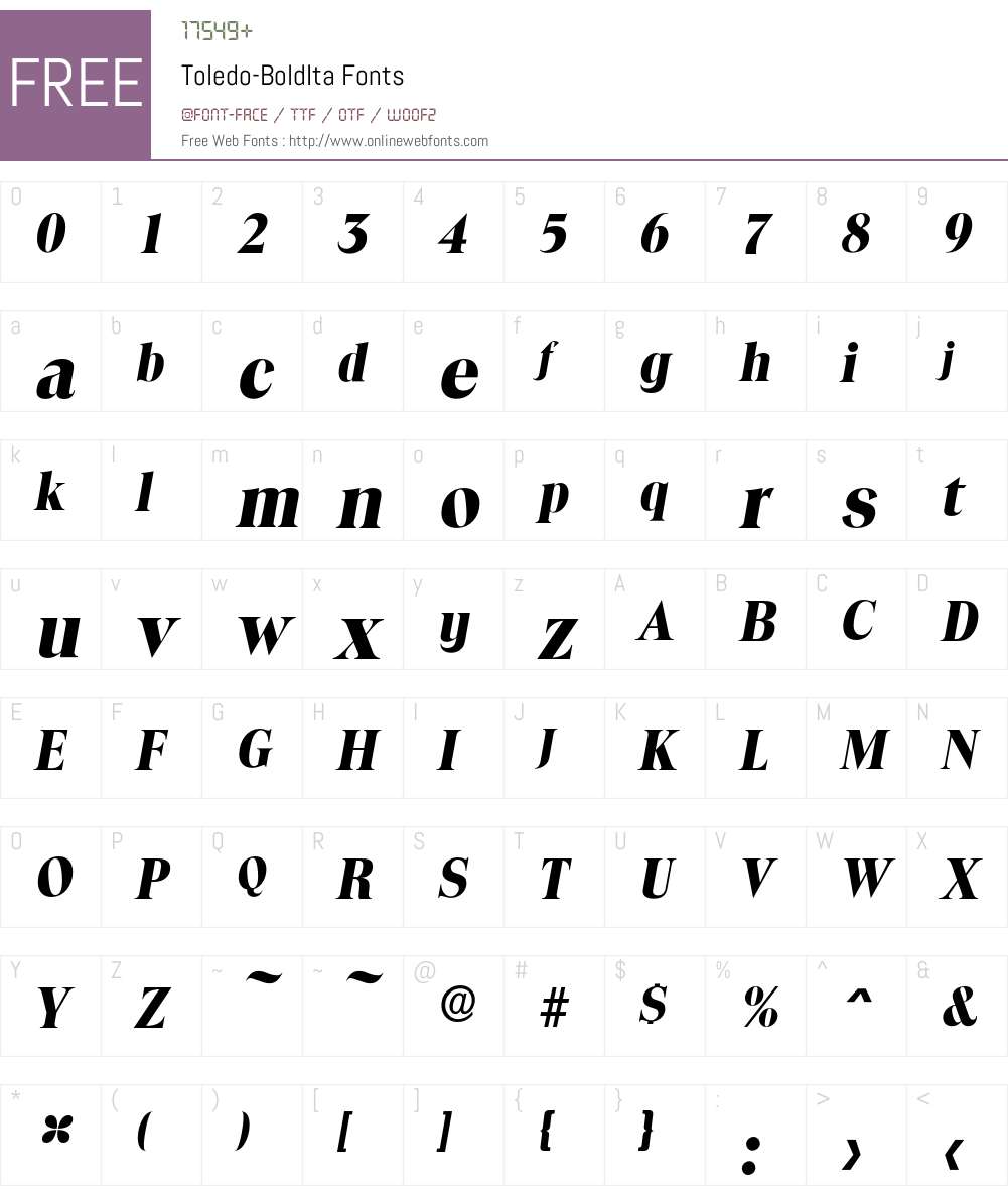 Toledo-BoldIta Font Screenshots