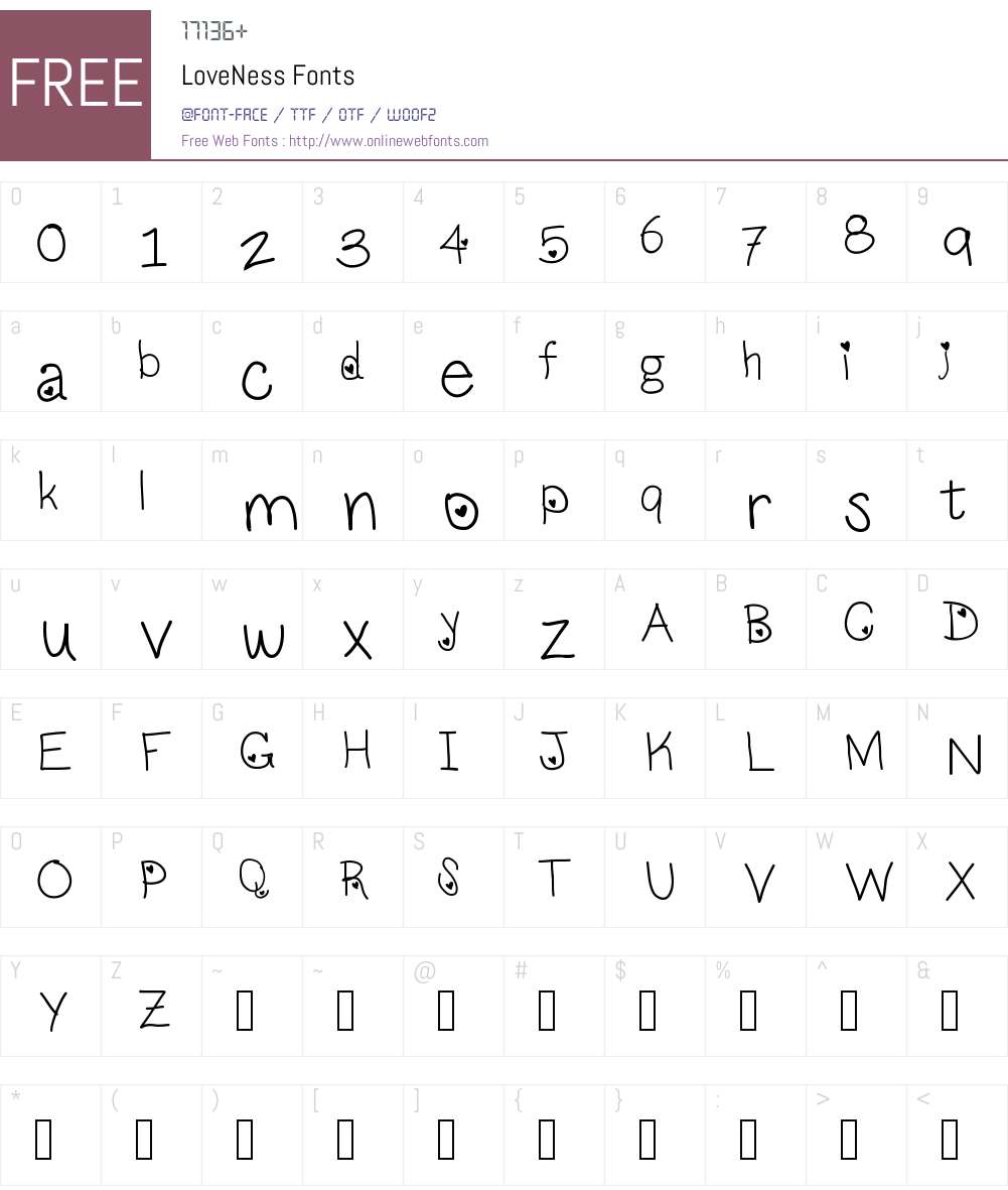 LoveNess Font Screenshots