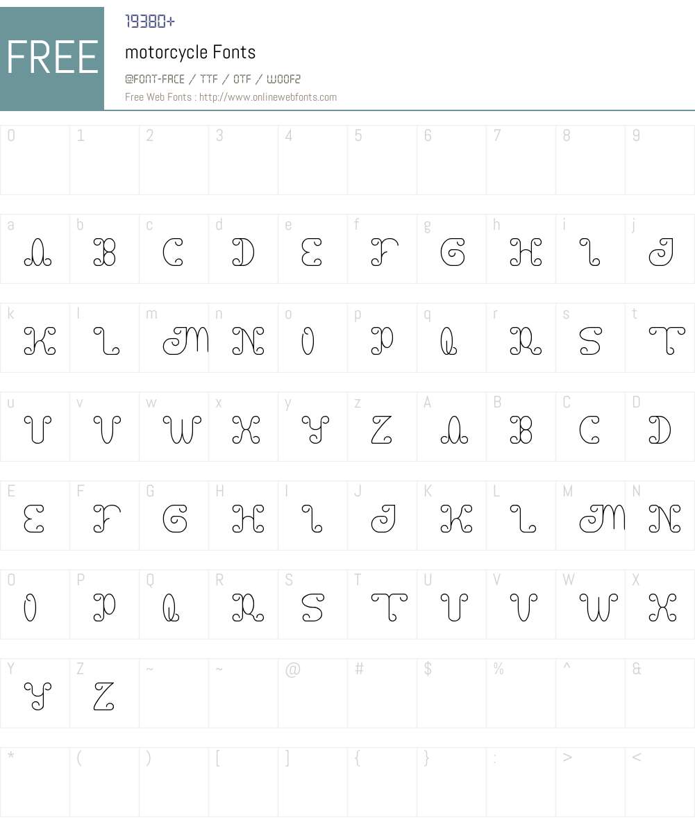 motorcycle Font Screenshots