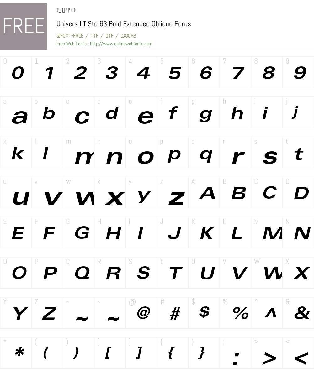 Univers LT Std Font Screenshots