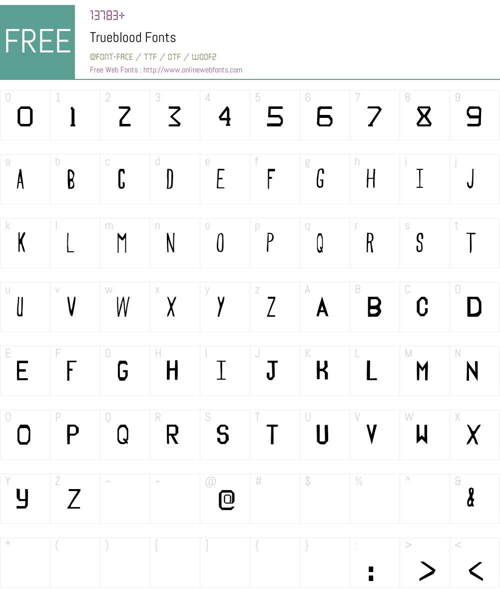Trueblood Font Screenshots