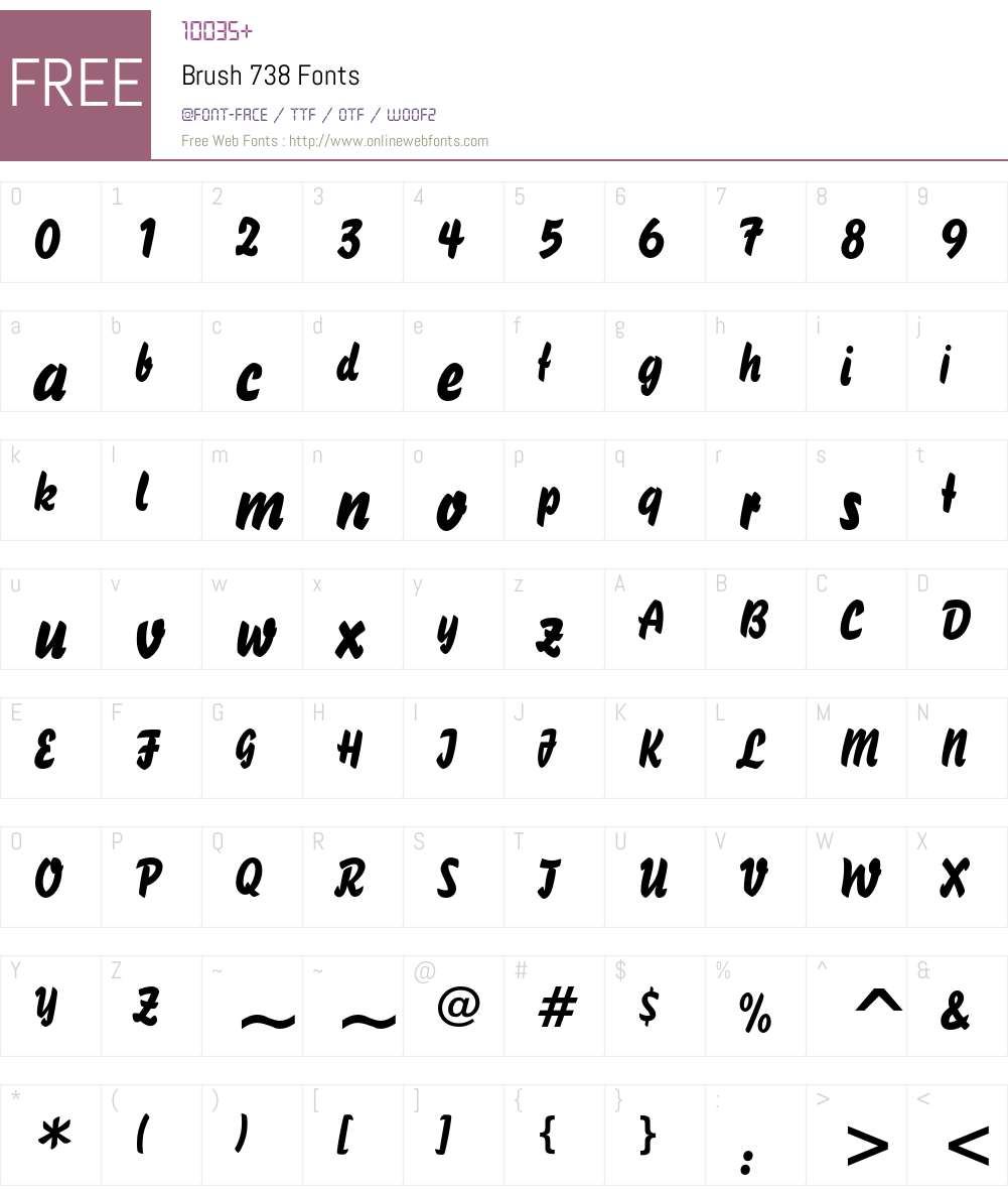 Brush 738 Font Screenshots