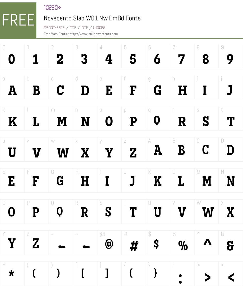 NovecentoSlabW01-NwDmBd Font Screenshots