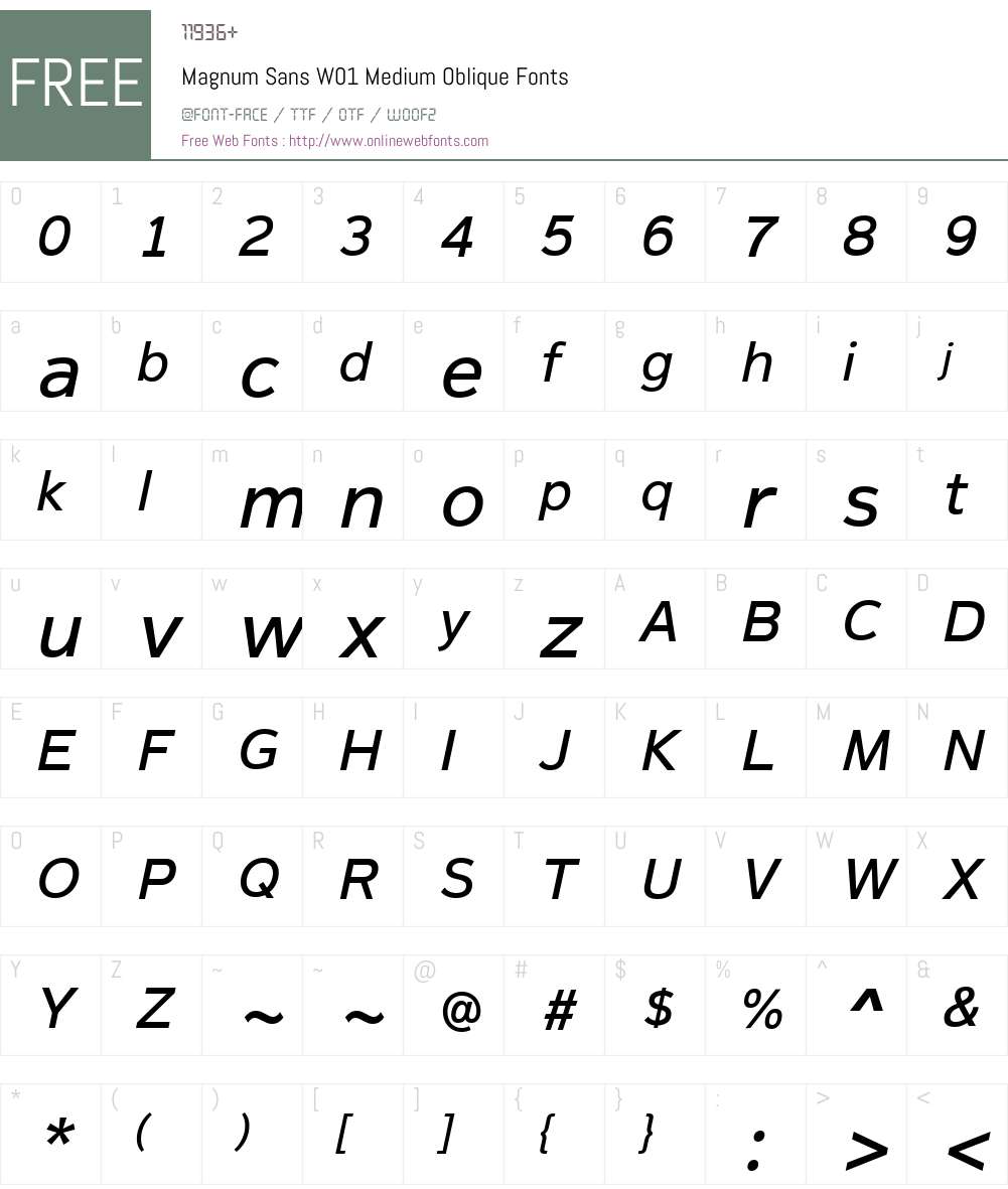 MagnumSansW01-MediumOblique Font Screenshots