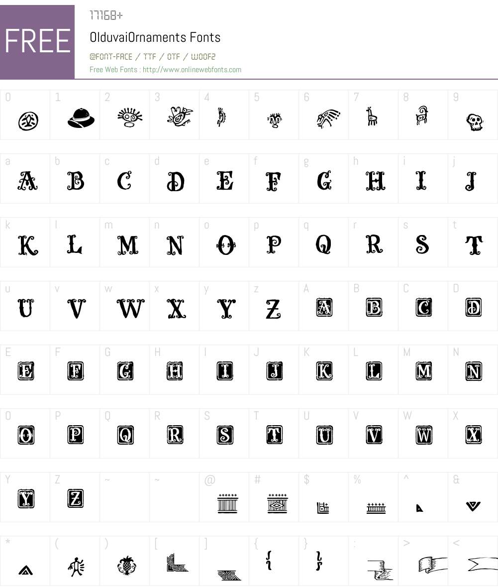 Olduvai Ornaments Font Screenshots