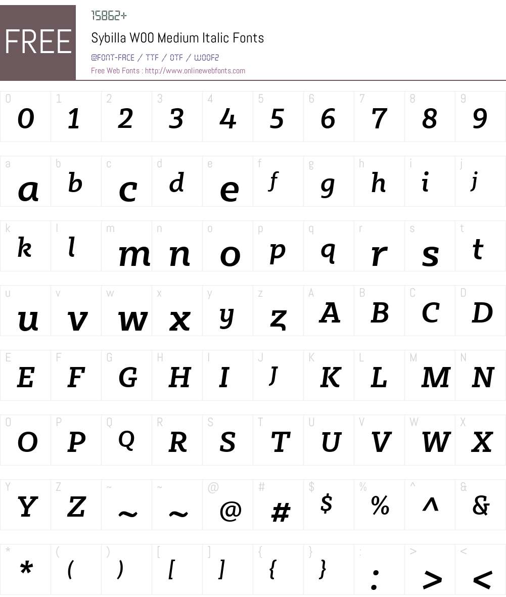 SybillaW00-MediumItalic Font Screenshots