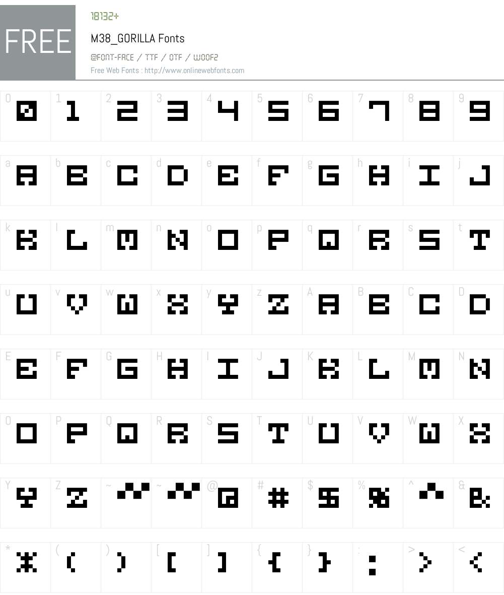 M38_GORILLA Font Screenshots