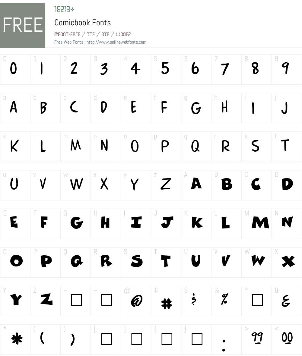 Comicbook Font Screenshots