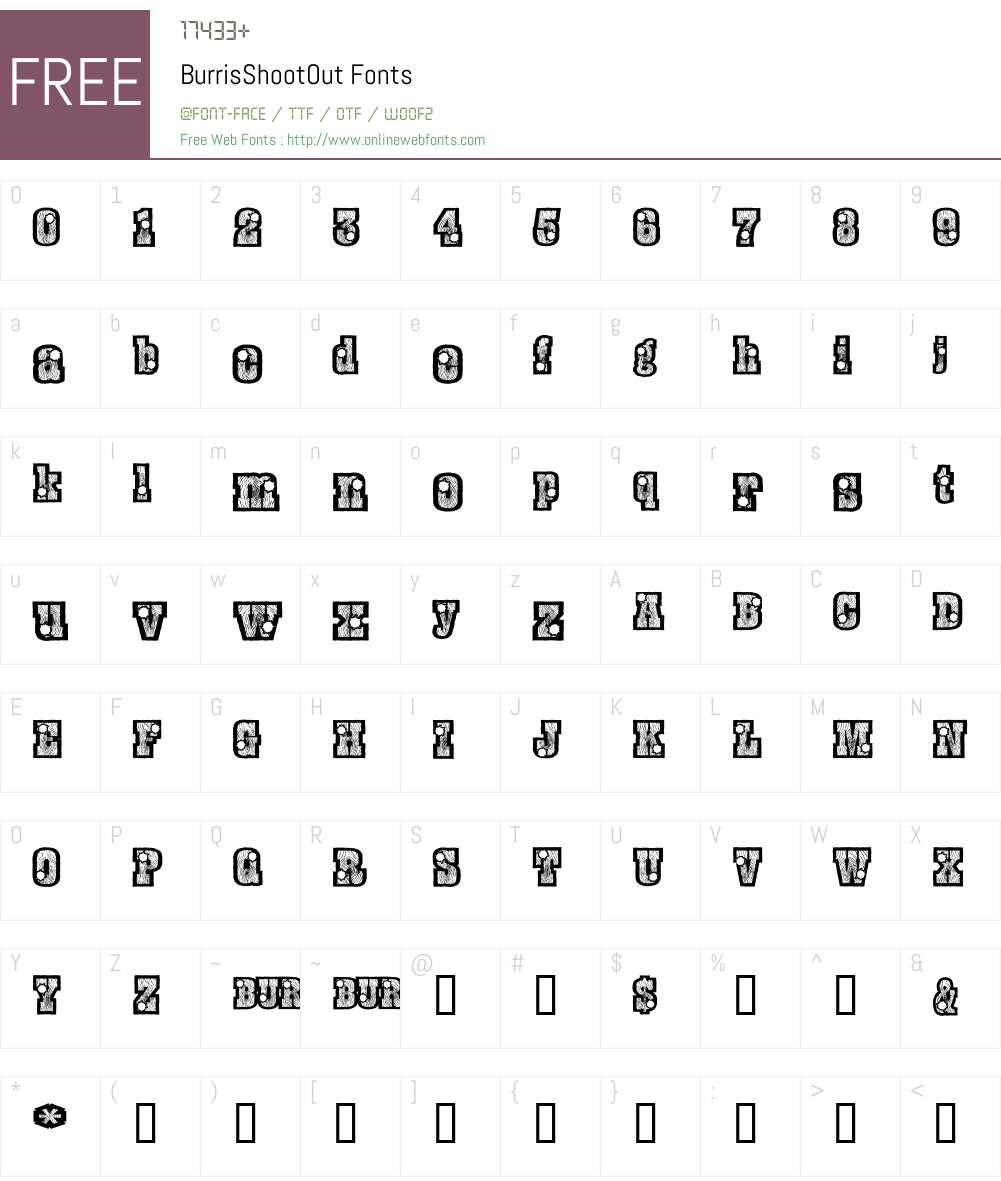 BurrisShootOut Font Screenshots