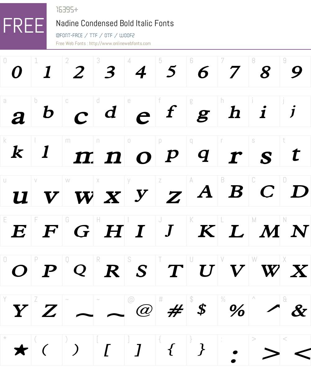 Nadine Condensed Font Screenshots