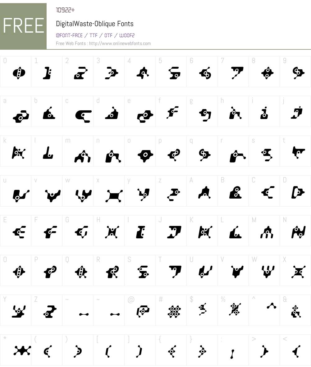 DigitalWaste Font Screenshots