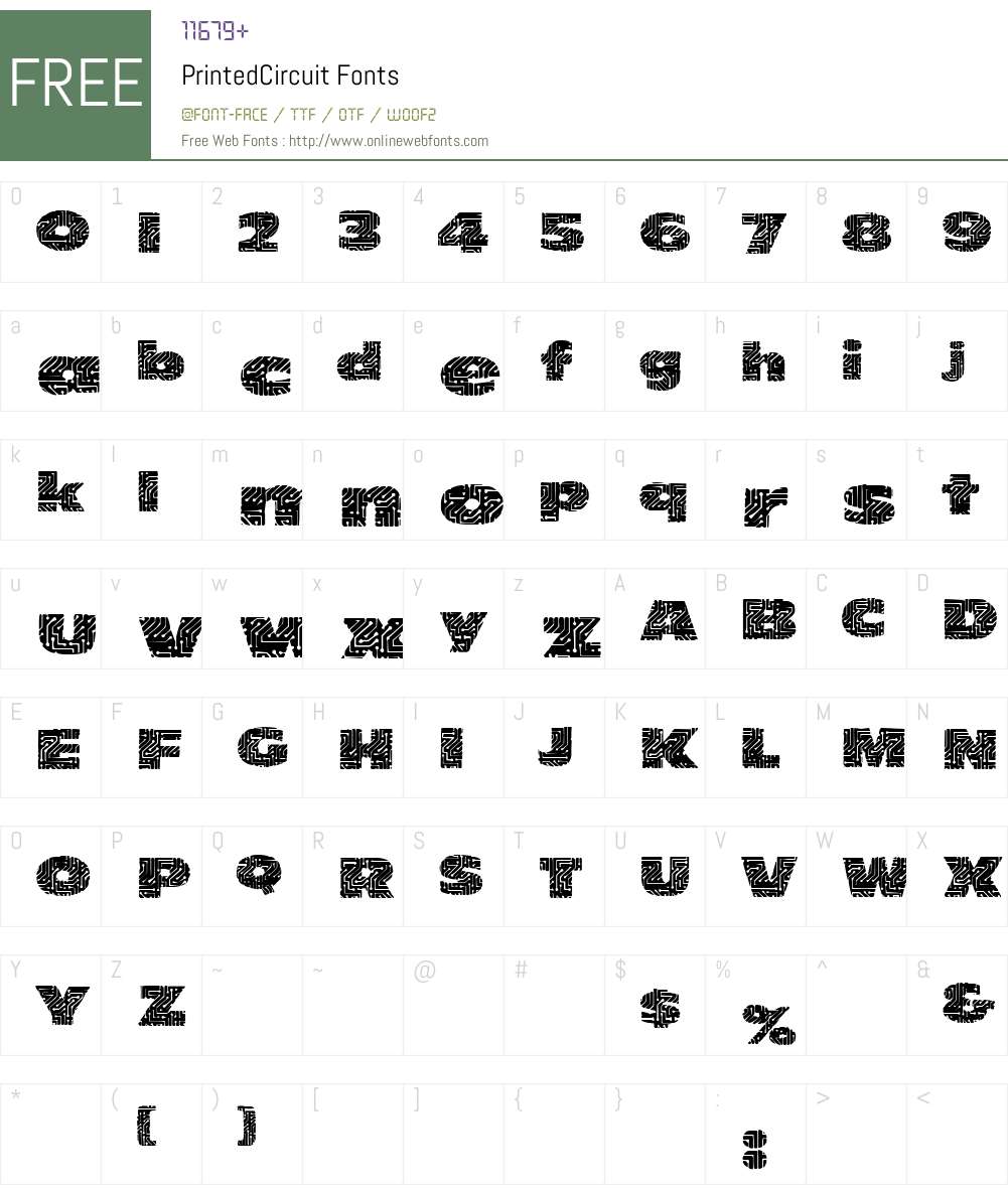 PrintedCircuit Font Screenshots