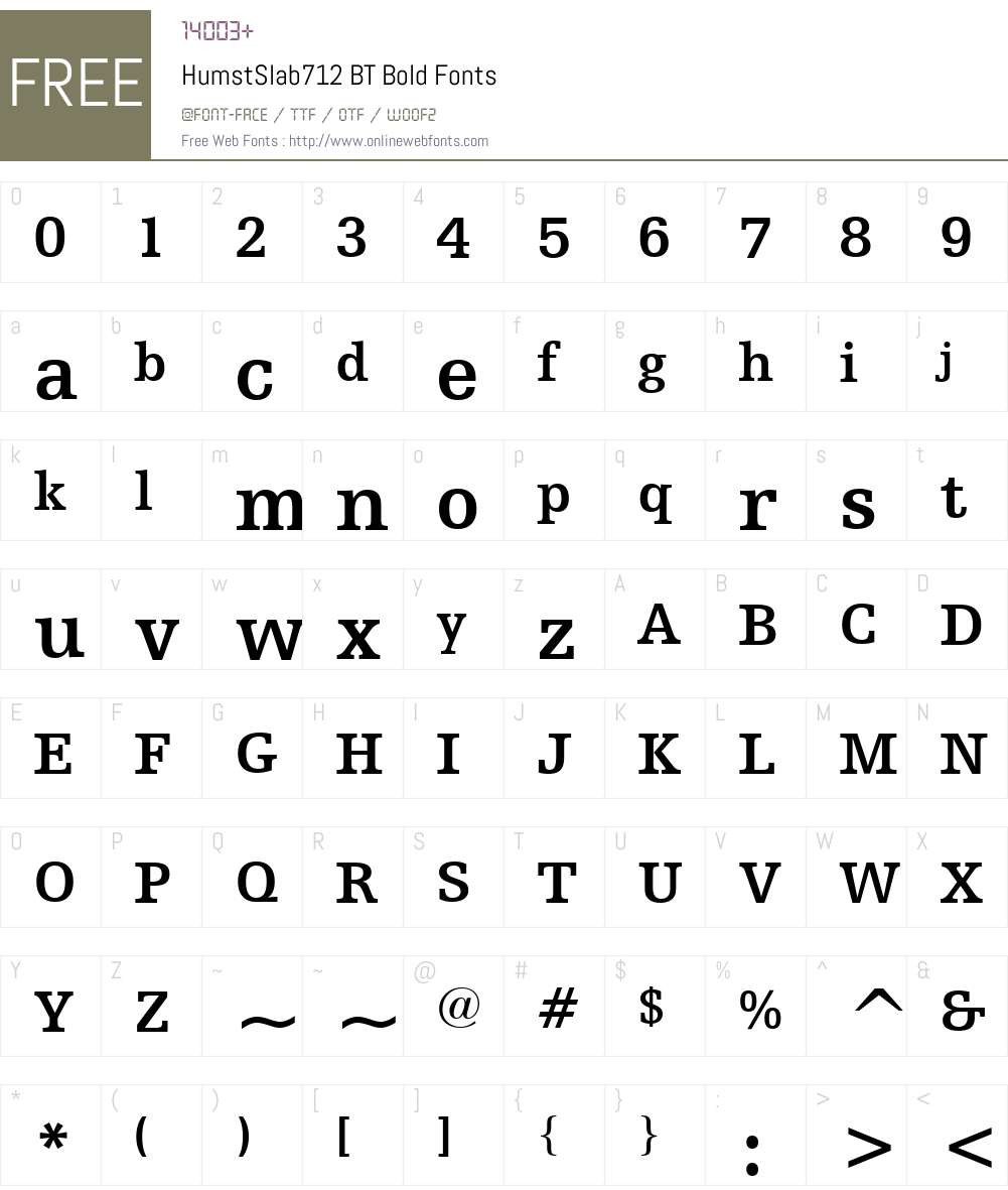 HumstSlab712 BT Font Screenshots