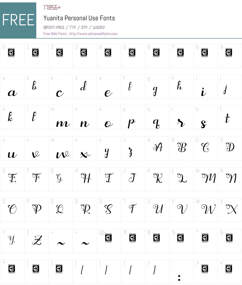 Yuanita Personal Use Font Screenshots