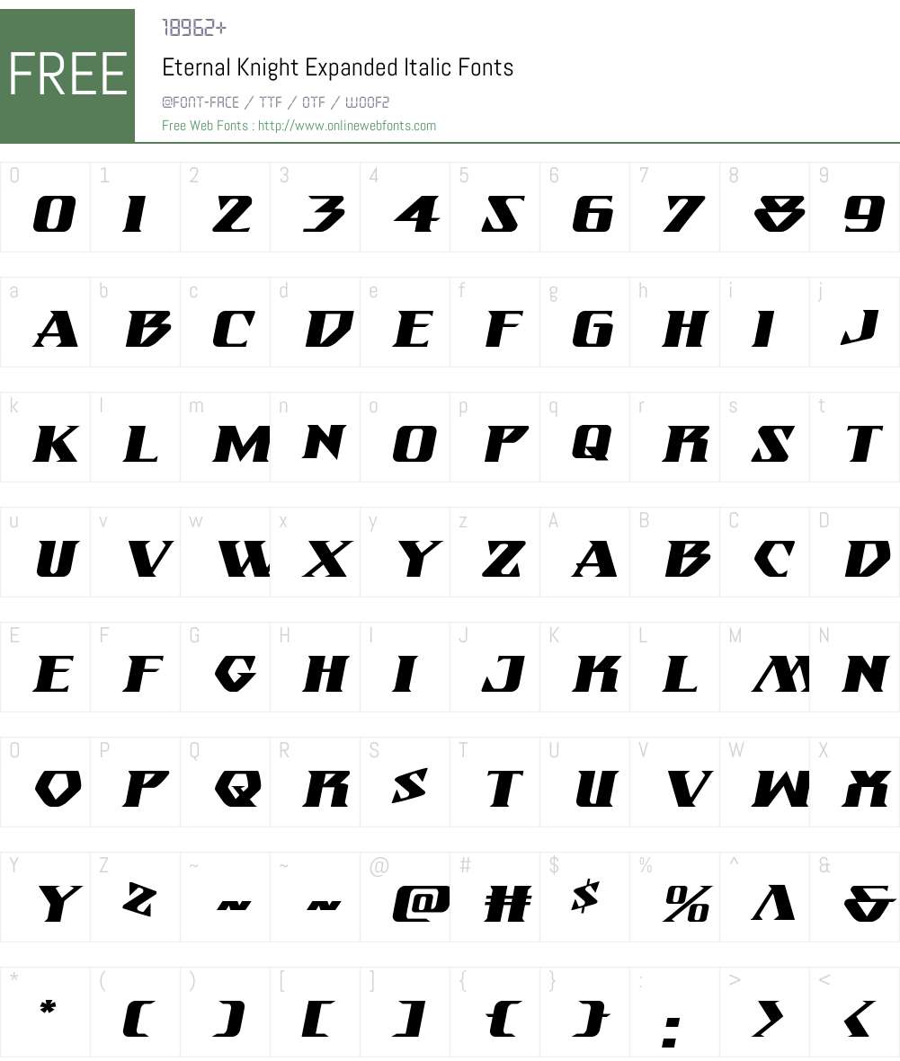 Eternal Knight Expanded Italic Font Screenshots