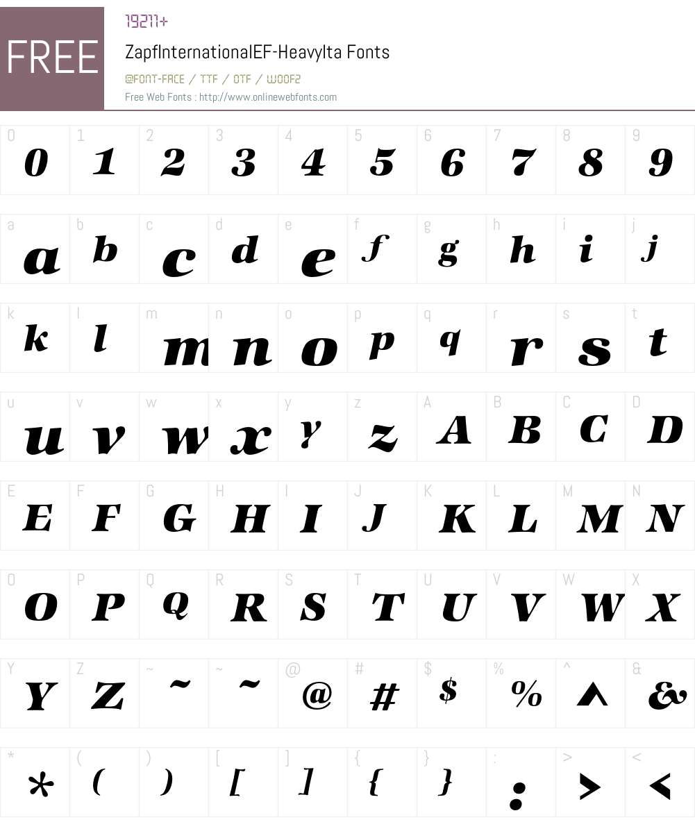 ZapfInternationalEF-HeavyIta Font Screenshots