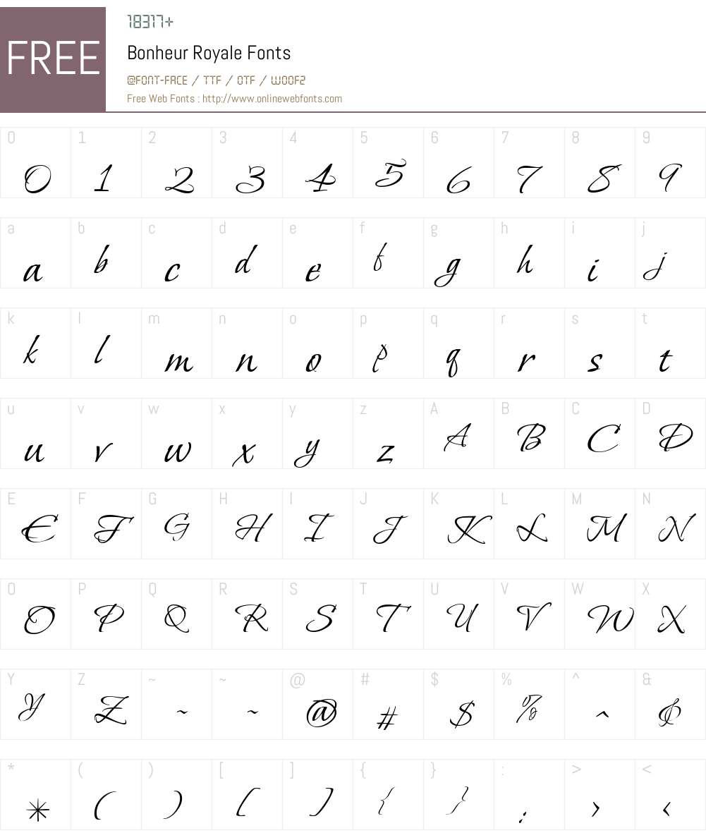 Bonheur Royale Font Screenshots