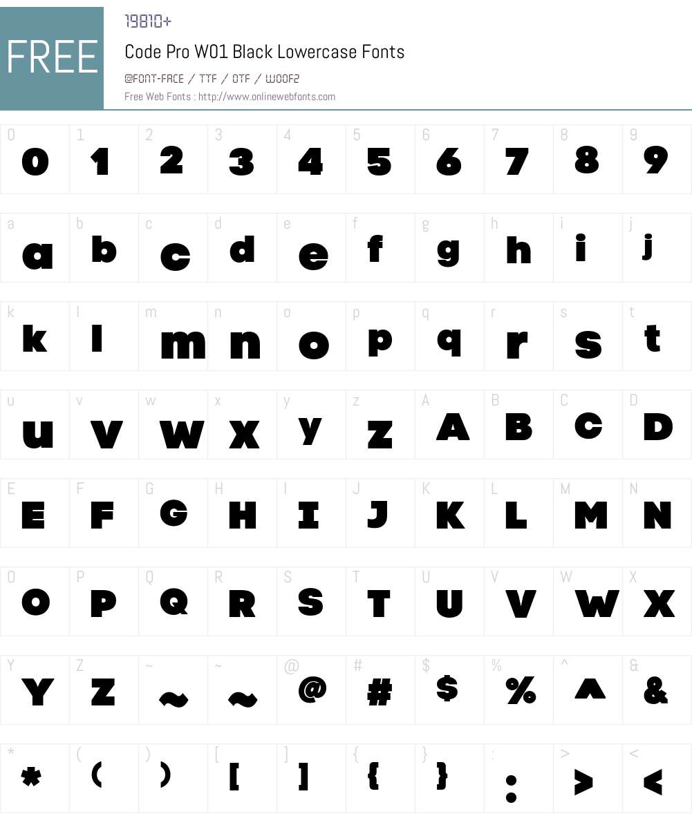 CodeProW01-BlackLowercase Font Screenshots