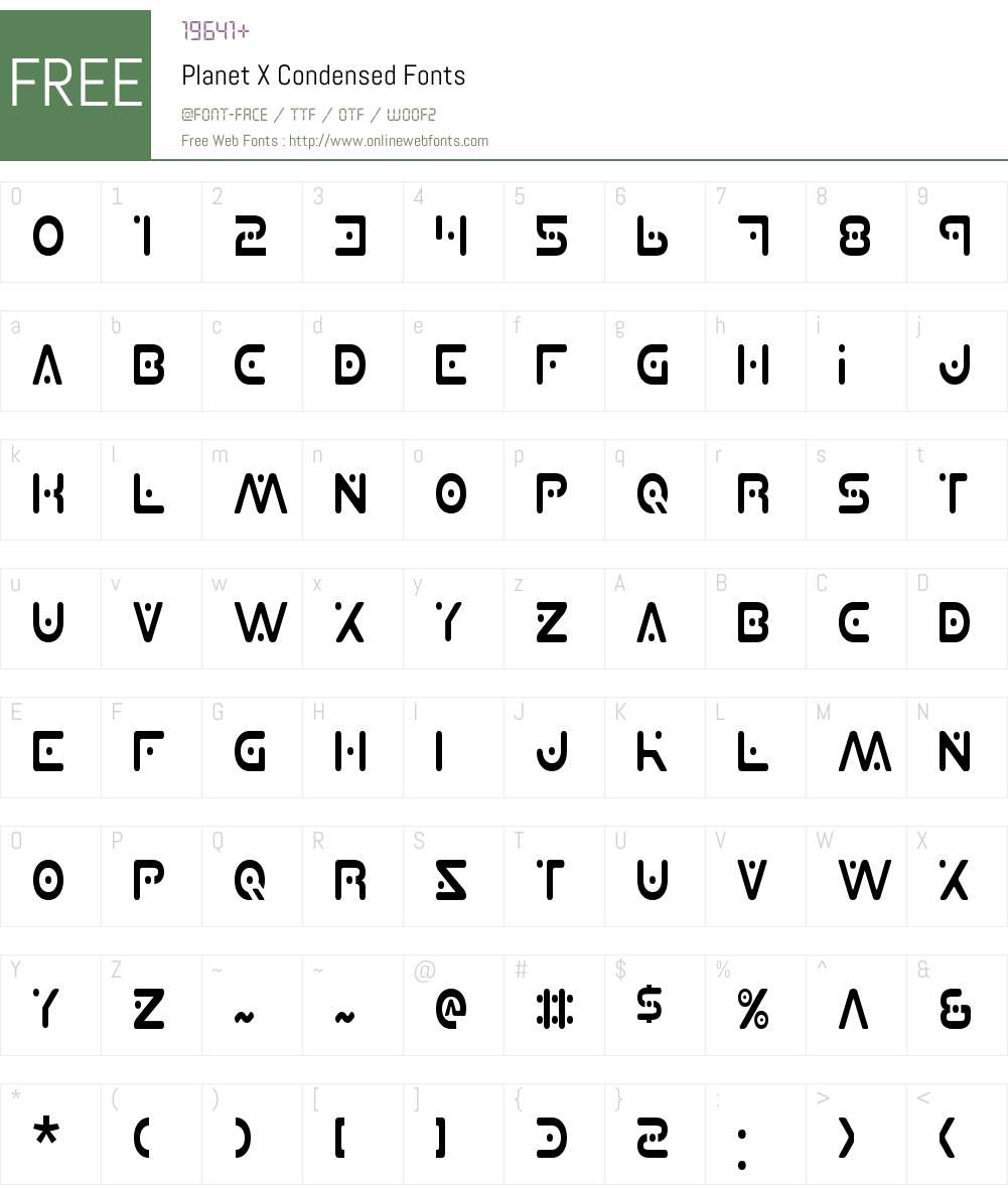 Planet X Condensed Font Screenshots