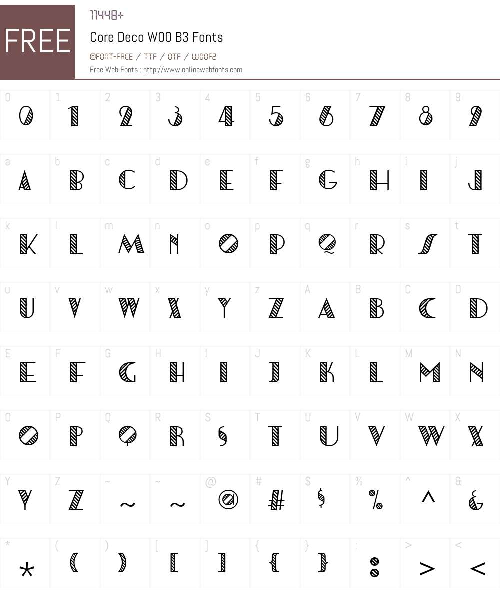 CoreDecoW00-B3 Font Screenshots