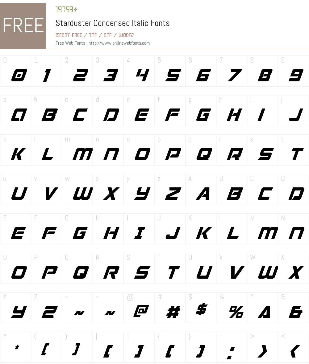 Starduster Condensed Italic Font Screenshots