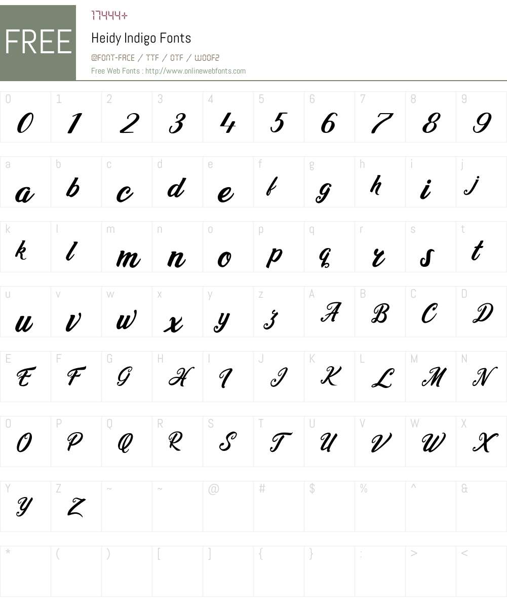 Heidy Indigo Font Screenshots