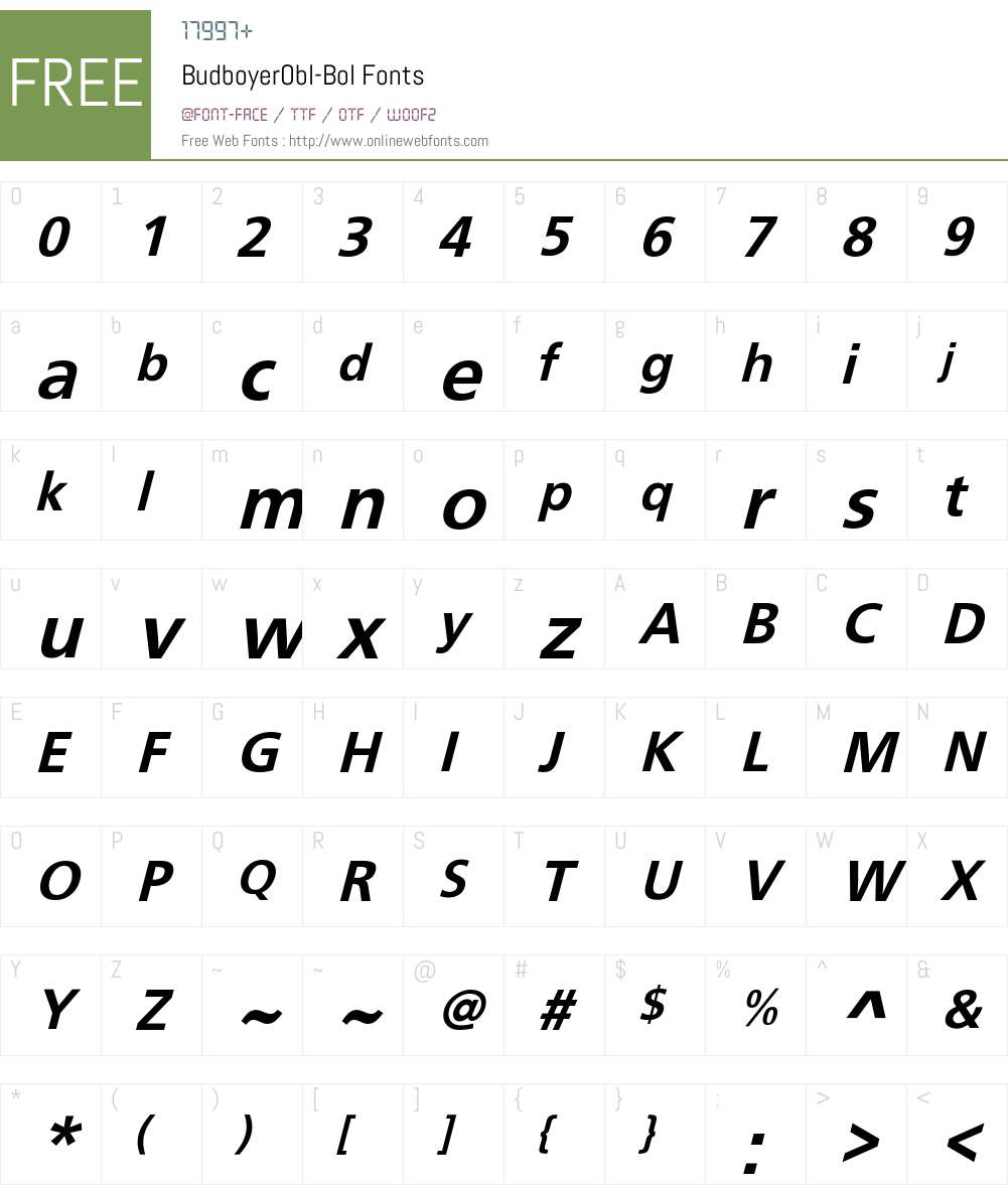 BudboyerObl-Bol Font Screenshots